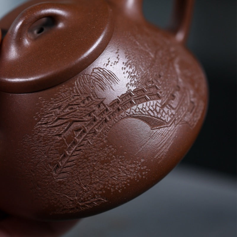 Full Handmade Yixing Zisha Teapot [Jiangnan Ziye Shi Piao] (Lao Zi Ni - 120ml)