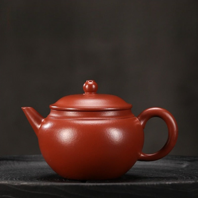 Vollständig handgefertigte Yixing-Zisha-Teekanne [Wide-mouthed Shui Ping] (Dahongpao - 220 ml)