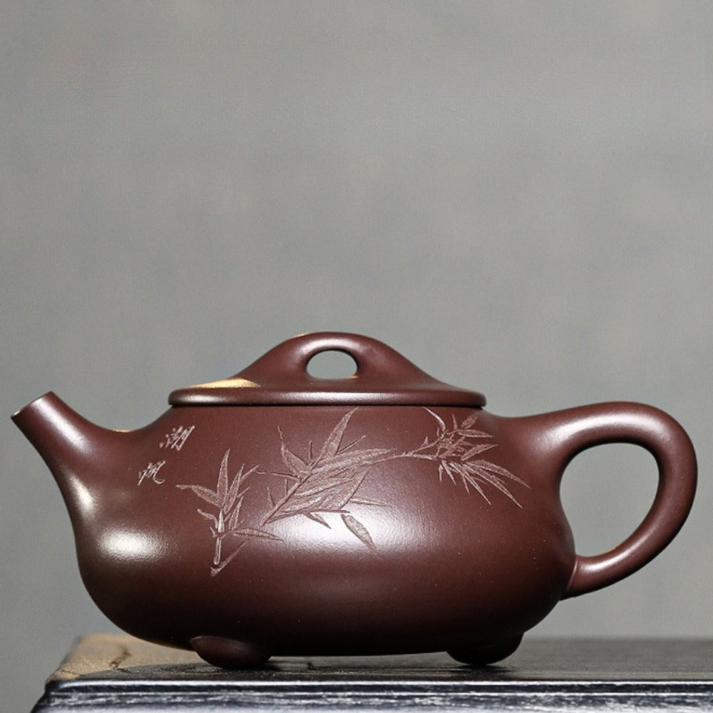 Théière Yixing Zisha entièrement faite à la main [Pot Jingzhou Shi Piao] (Zi Ni - 300 ml)