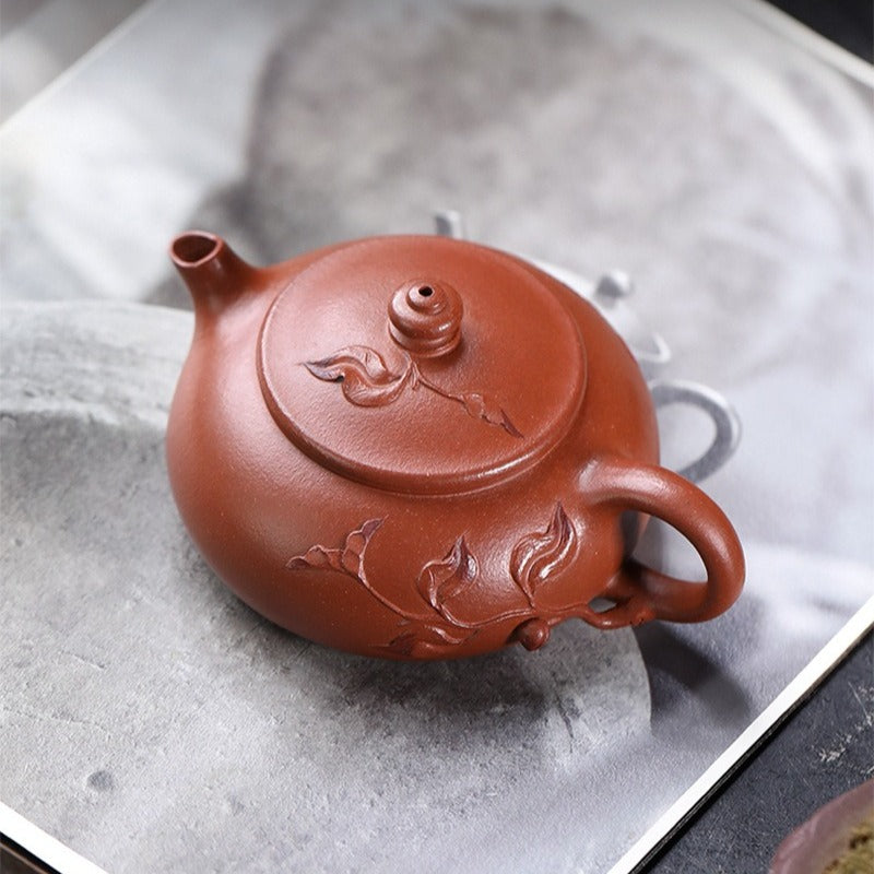 Théière Yixing Zisha entièrement faite à la main [Chun Hua] (Zhu Sha Zhu Ni - 180 ml)