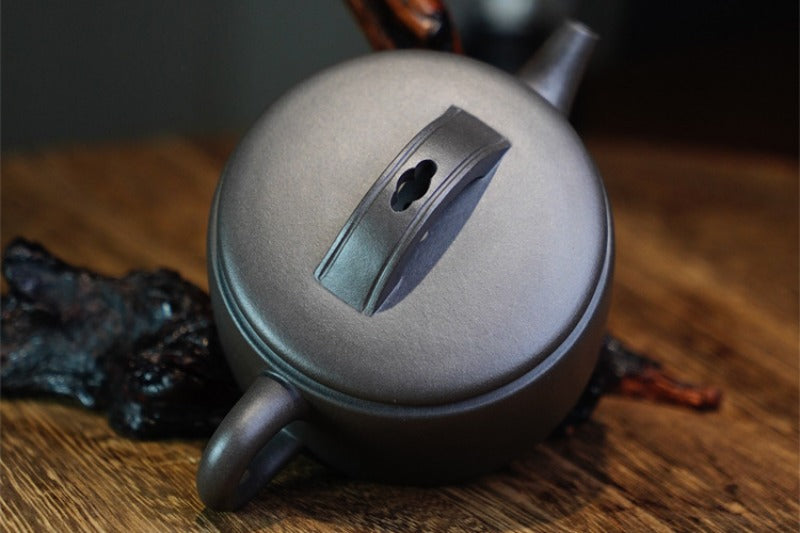 全手工宜兴紫砂茶壶 [汉瓦壶] (青灰泥 - 180ml)