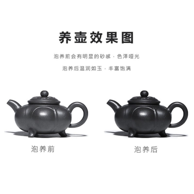 Full Handmade Yixing Zisha Teapot [Lianhua Ding] (Tian Qing Ni - 320ml)