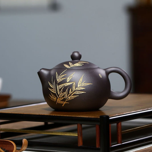 Yixing Zisha Teapot [Bamboo Xishi] (Hei Ni - 230ml)