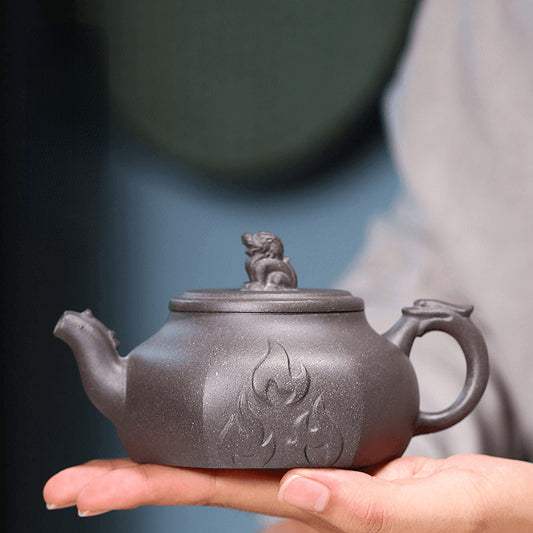 宜兴紫砂茶壶 [焰火壶] (青灰泥 - 200ml)
