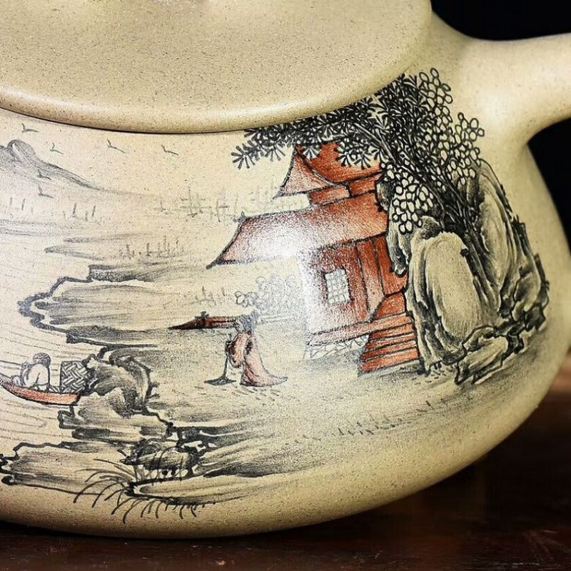 Full Handmade Yixing Zisha Teapot [Color Painted Jingzhou Shi Piao] (Duan Ni - 300ml) - YIQIN TEA HOUSE | yiqinteahouse.com | 200-300ml, full handmade zisha teapot, teapot, teaware