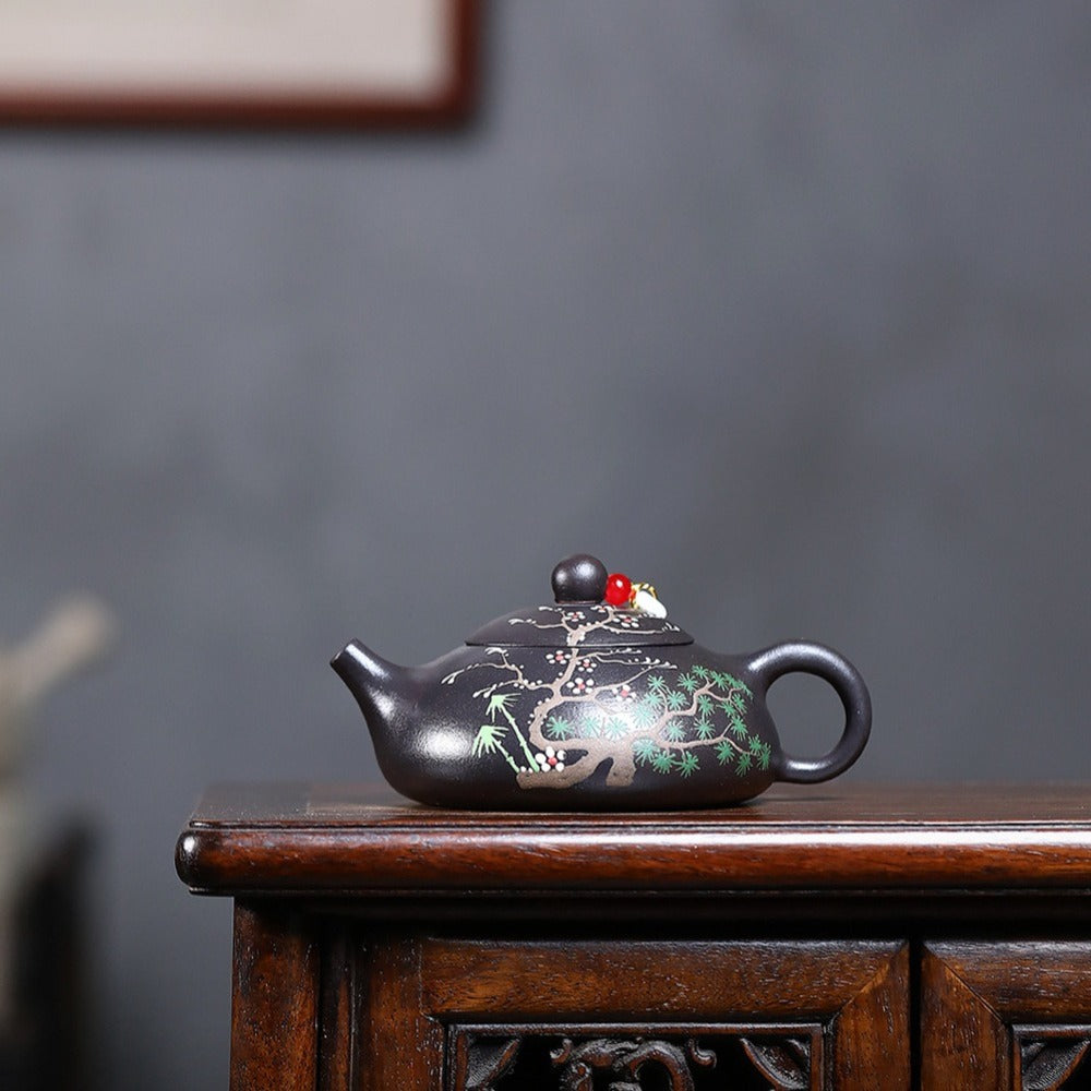 Yixing Zisha Teapot [Song Feng Shui Yue] (Hei Jinsha - 230ml)