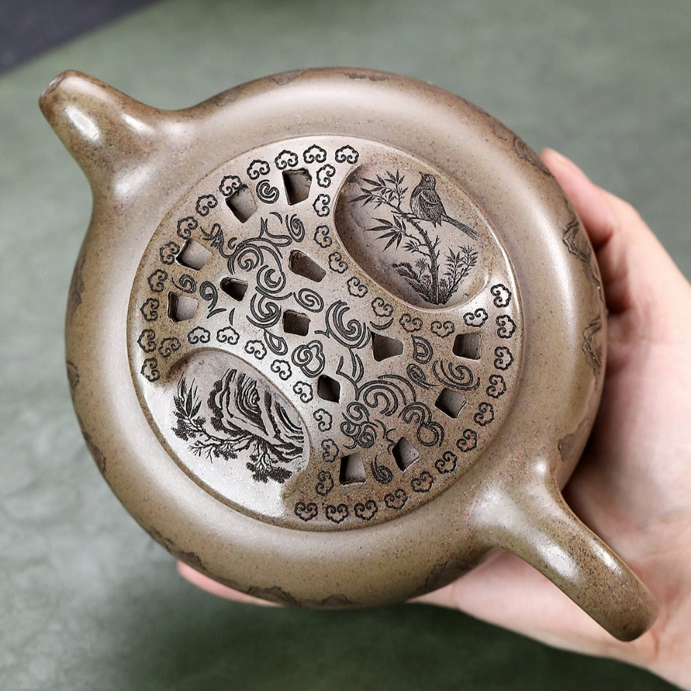 Théière Yixing Zisha [Pot Guanshan Niu Gai] (Cuisson au bois de chauffage Chenxiang Ni - 700 ml)