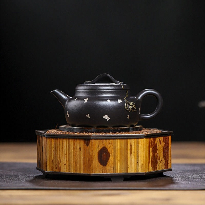 Tetera Yixing Zisha completamente hecha a mano [Jin Zhi Yuye] (Hei Luo Lan - 150 ml)