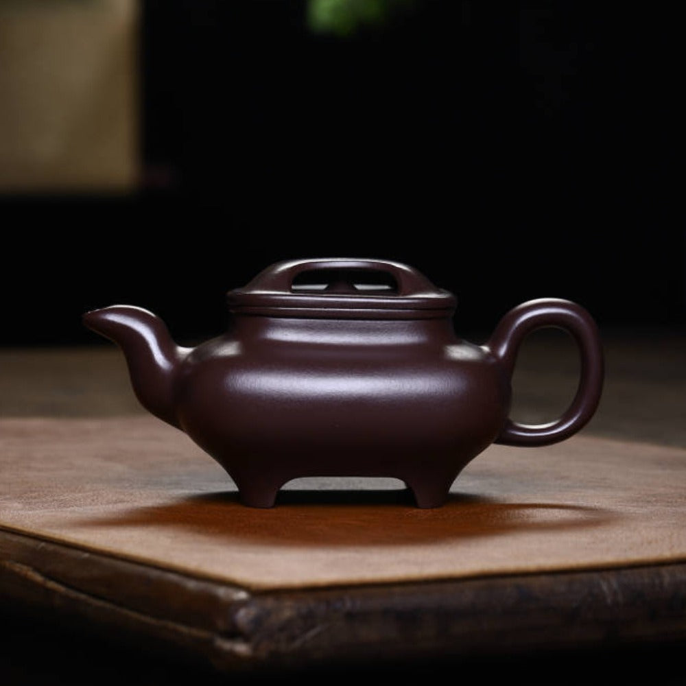 全手工宜兴紫砂茶壶 [牛盖传炉壶] (老紫泥 - 380ml)