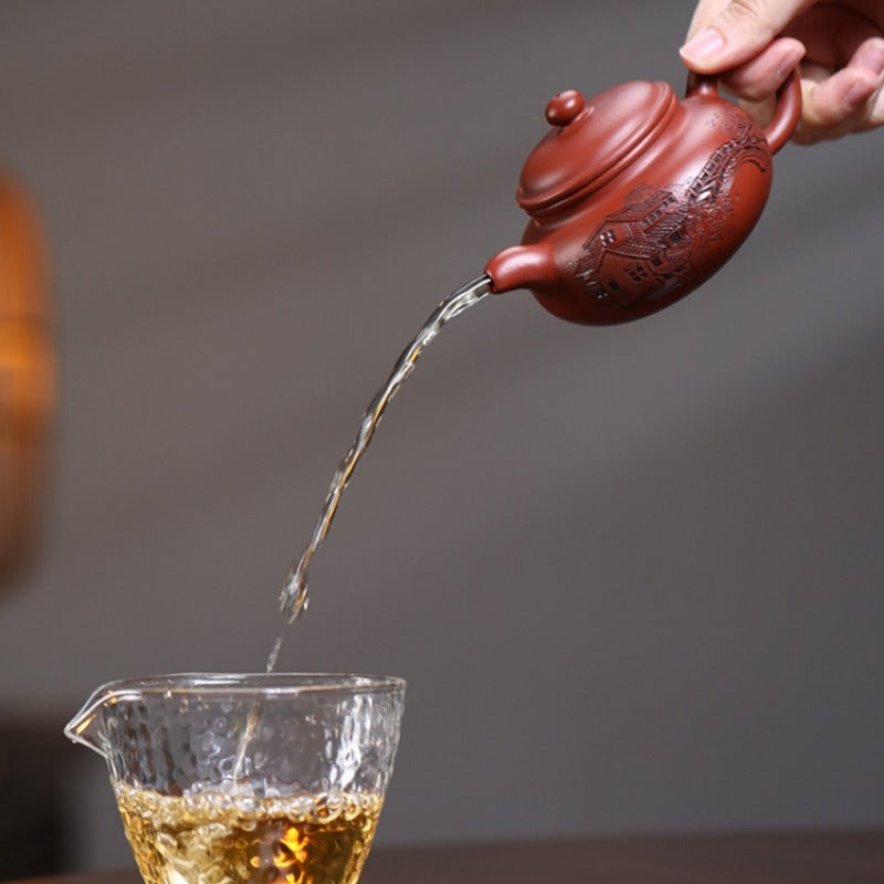 全手工宜兴紫砂茶壶 [忆江南仿古壶] (大红袍 - 170ml)