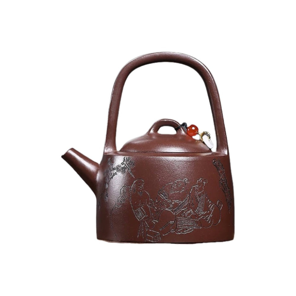 宜兴紫砂茶壶 [曼生提梁] (紫泥 - 270ml)