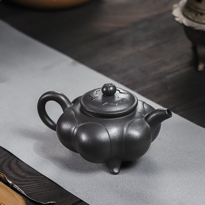 Full Handmade Yixing Zisha Teapot [Lianhua Ding] (Tian Qing Ni - 320ml)