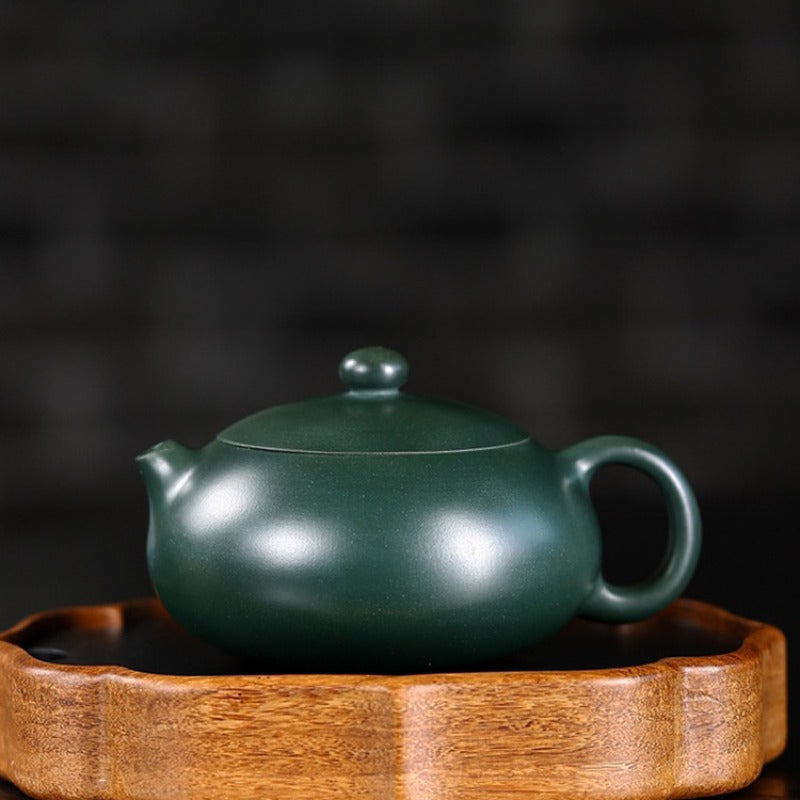 全手工宜兴紫砂茶壶 [扁西施壶] (民国绿泥 - 220ml)