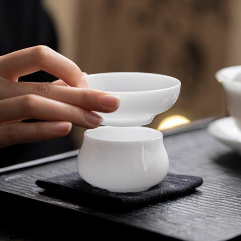 Ice Jade White Porcelain Glazed Tea Strainer [Yuan Zu]