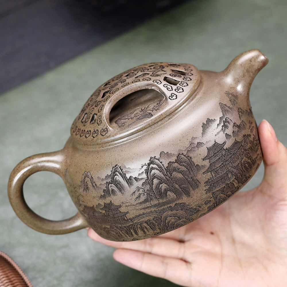 Théière Yixing Zisha [Pot Guanshan Niu Gai] (Cuisson au bois de chauffage Chenxiang Ni - 700 ml)