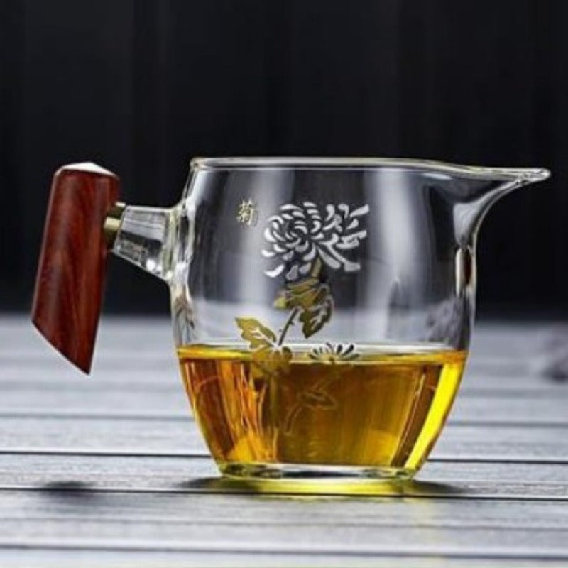 植物系 玻璃公道杯 带不锈钢滤网 350ml