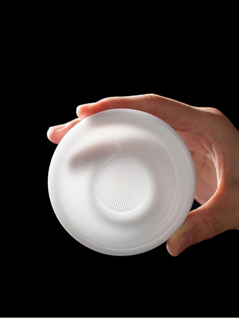 Ice Jade White Porcelain Glazed Tea Strainer [Yuan Zu]