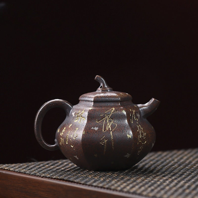 Full Handmade Yixing Zisha Teapot [Hexagon Gourd] (Firewood Fired Duan Ni - 170ml) - YIQIN TEA HOUSE | yiqinteahouse.com | <200ml, full handmade zisha teapot, teapot, teaware