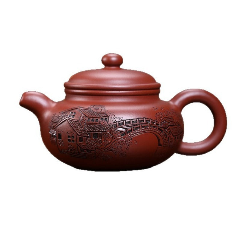 全手工宜兴紫砂茶壶 [忆江南仿古壶] (大红袍 - 170ml)