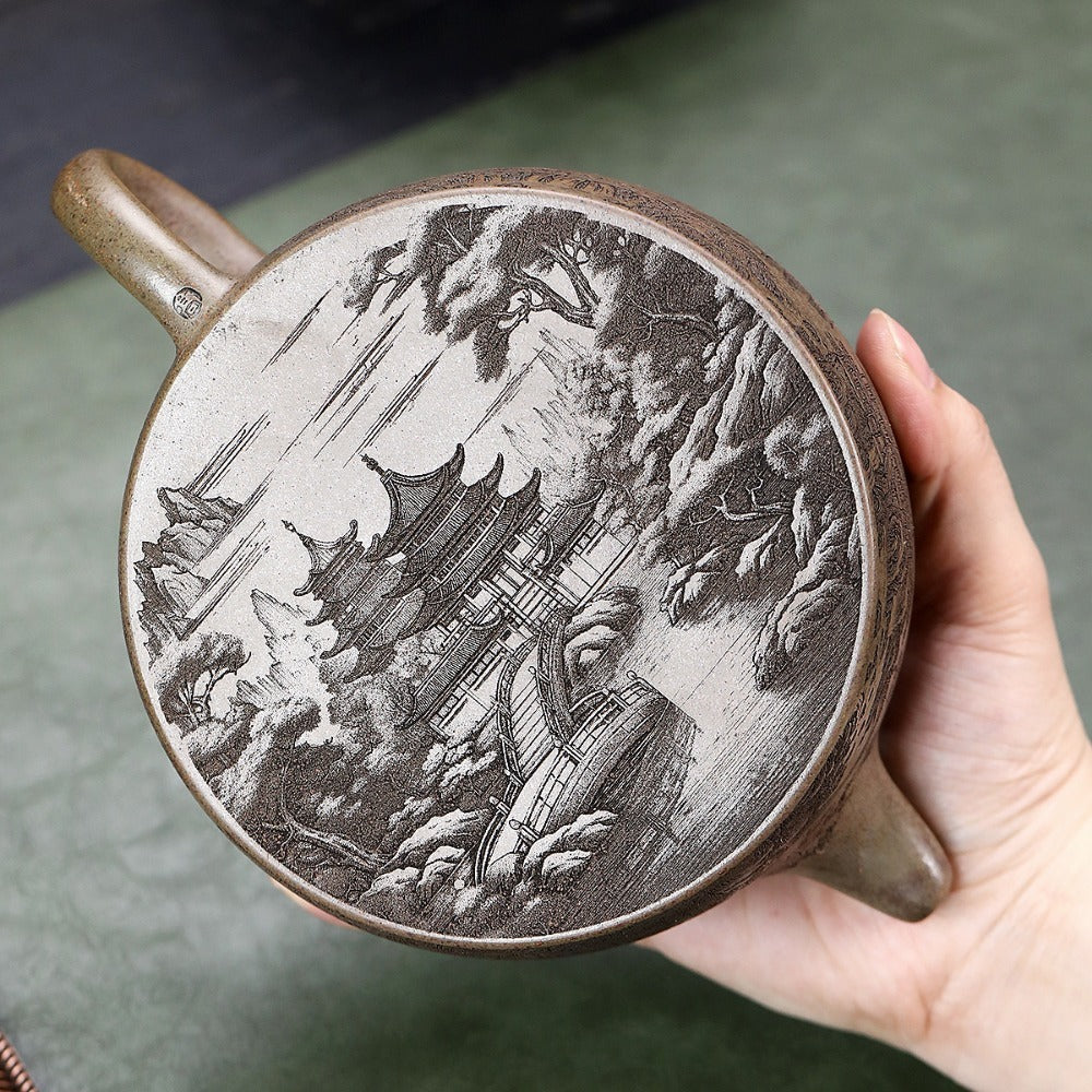 Théière Yixing Zisha [Pot Guanshan Niu Gai] (Cuisson au bois de chauffage Chenxiang Ni - 700 ml)