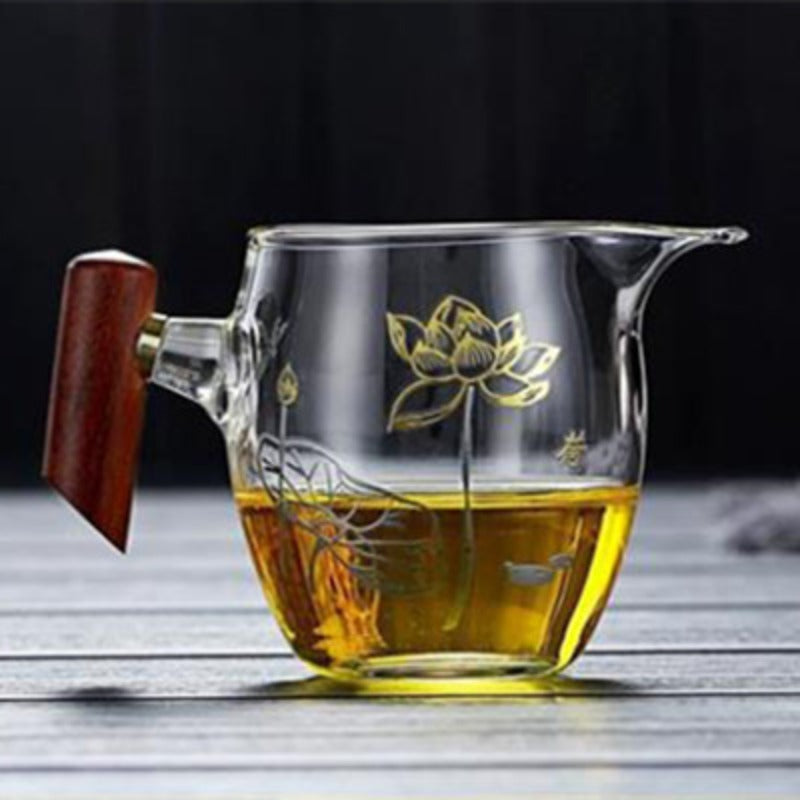 植物系 玻璃公道杯 带不锈钢滤网 350ml