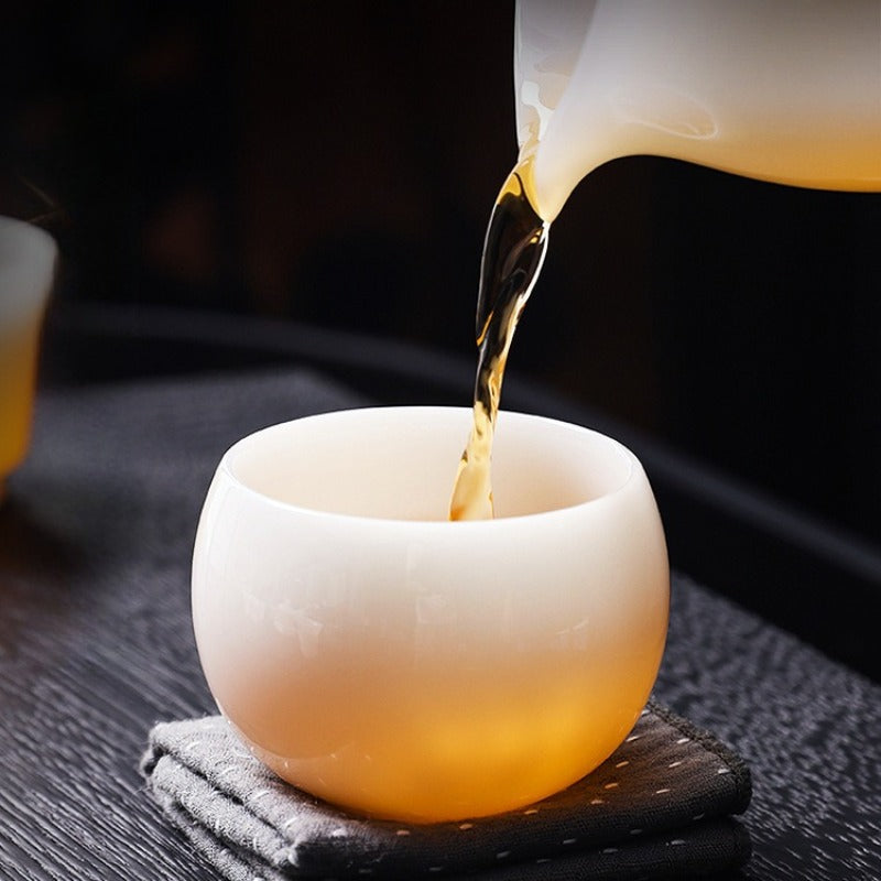 Tazza da tè Master in porcellana bianca giada di ghiaccio smaltata 80-110ml
