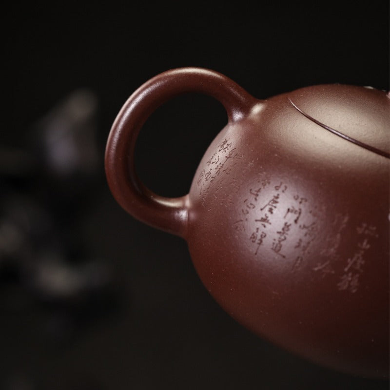 Full Handmade Yixing Zisha Teapot [Plum Xishi Pot] (Zi Ni - 170ml)