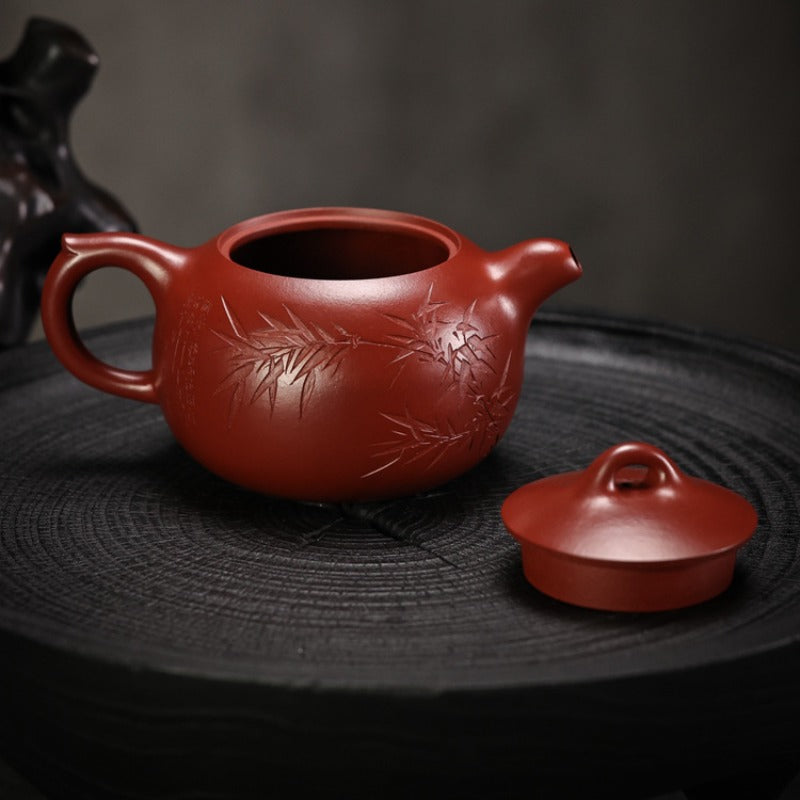 Vollständig handgefertigte Yixing Zisha Teekanne [Yuan Zhu Pot] (Dahongpao- 240ml)