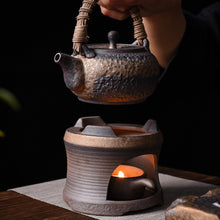 Load image into Gallery viewer, Retro Gilded Coarse Ceramic Candle Burner Tea Warmer [Whorl] | 复古鎏金 粗陶 蜡烛炉 温茶炉 [螺纹]
