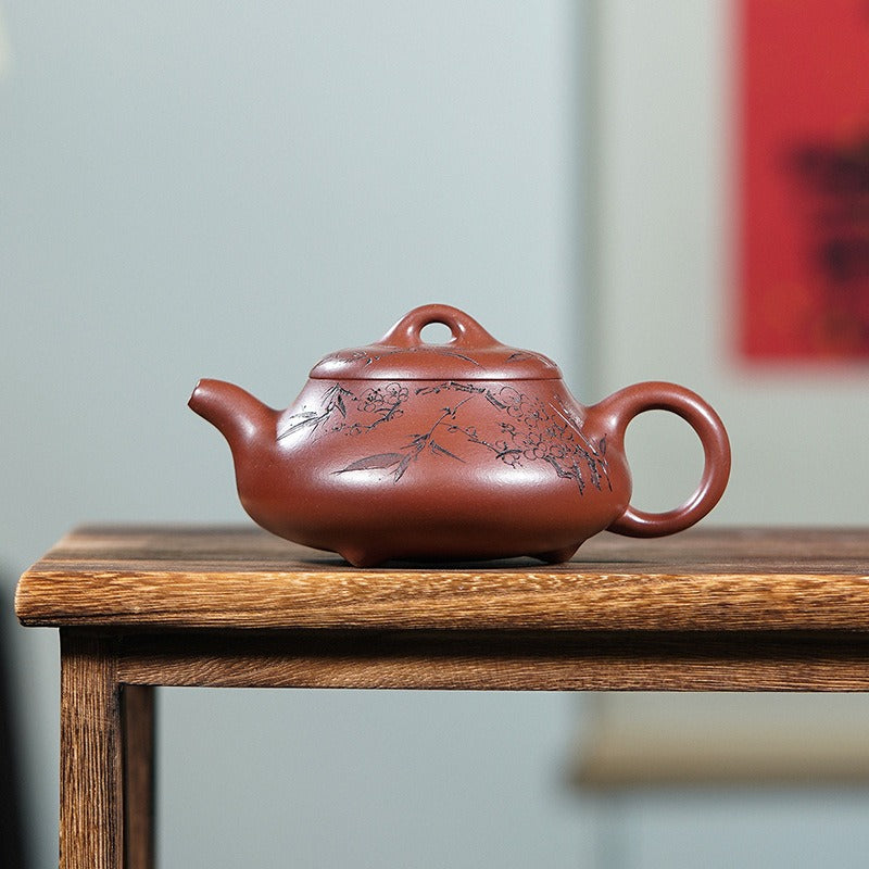 Vollständig handgefertigte Yixing-Zisha-Teekanne [Hantang Shi Piao] (Di Cao Qing - 280 ml)