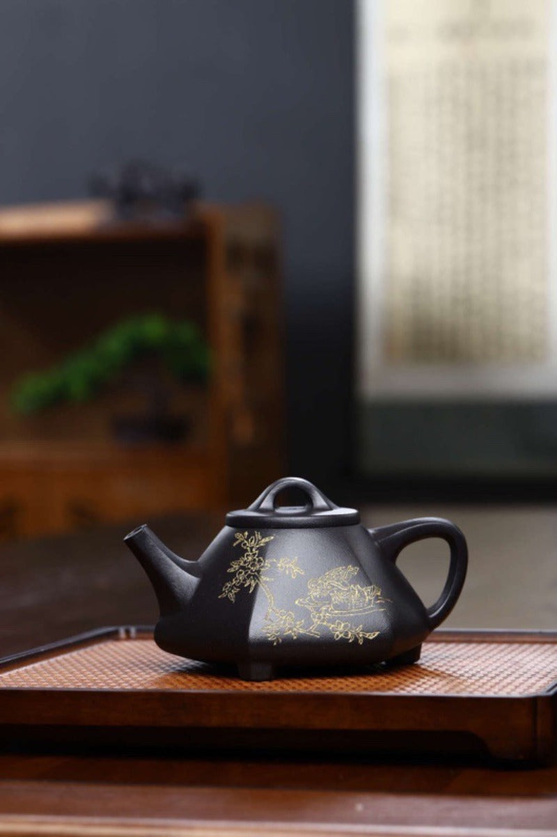 Full Handmade Yixing Zisha Teapot [Liufang Shi Piao Pot] (Shi Huang - 280ml)