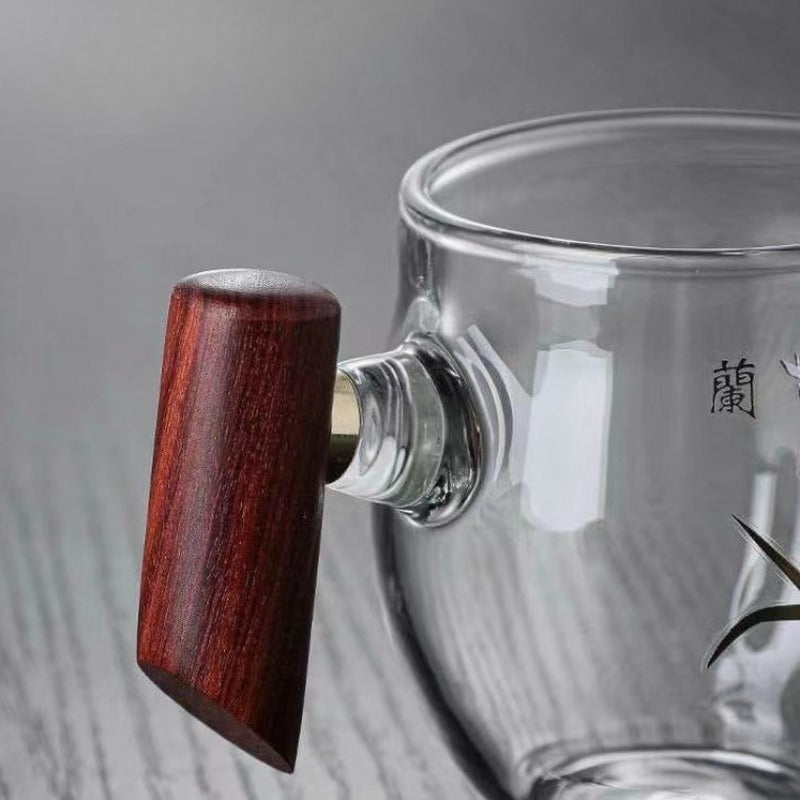 植物系 玻璃公道杯 带不锈钢滤网 350ml