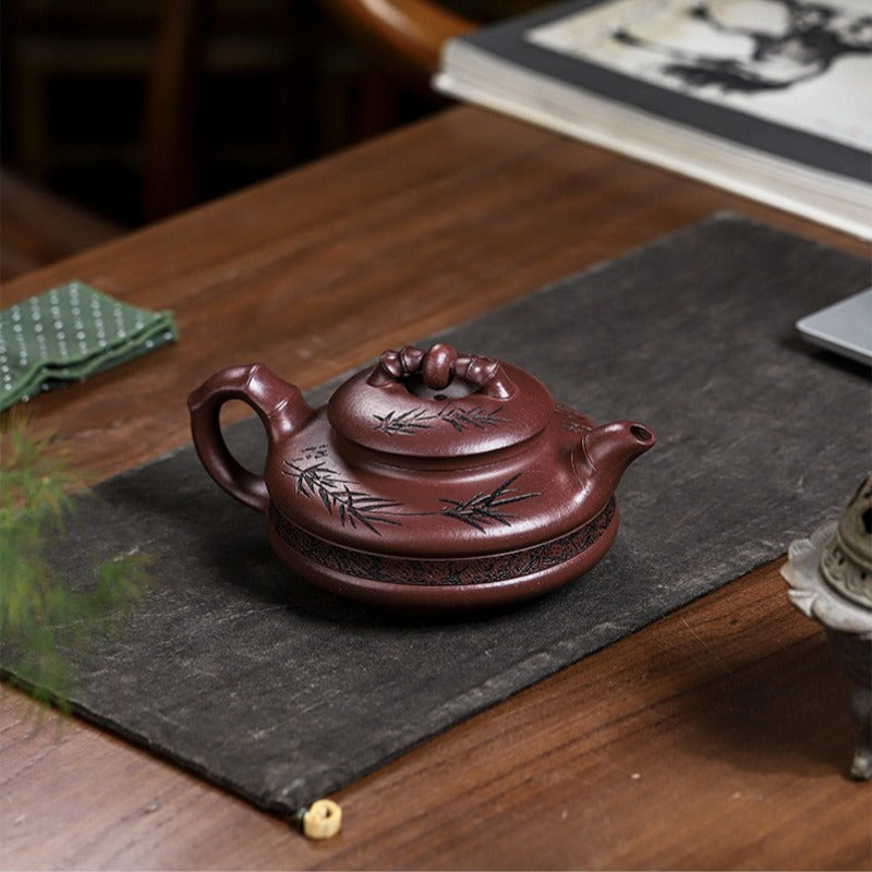 Full Handmade Yixing Zisha Teapot [Lucky Bamboo] (Zi Ni - 480ml)