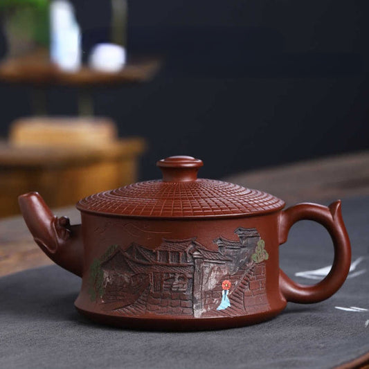 Full Handmade Yixing Zisha Teapot [Tianxia Liangcang Pot] (Zao Hong Ni - 400ml)