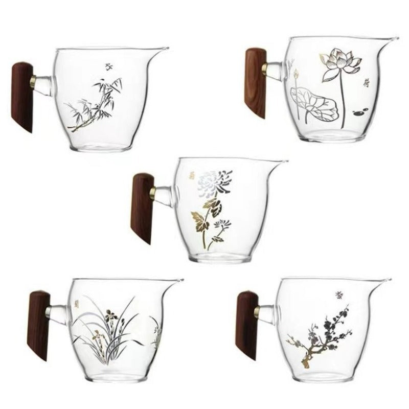 植物系 玻璃公道杯 带不锈钢滤网 350ml