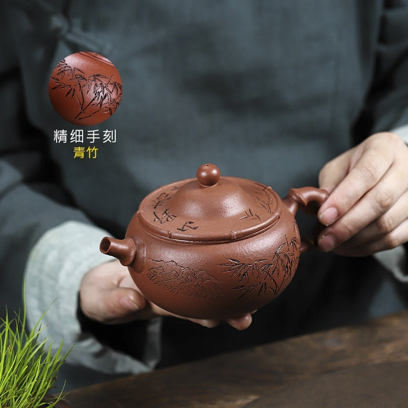 全手工宜兴紫砂茶壶 [山野青竹] (降坡泥 - 390ml)