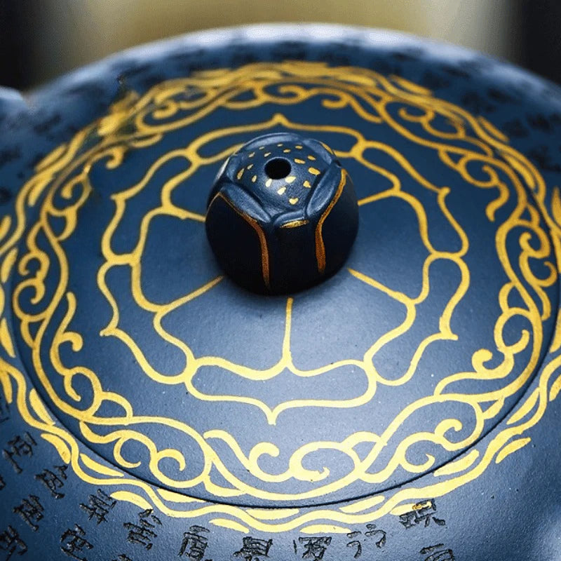 Tetera Yixing Zisha completamente hecha a mano [Jixiang Jinlian] (Tian Qing Ni - 350 ml)