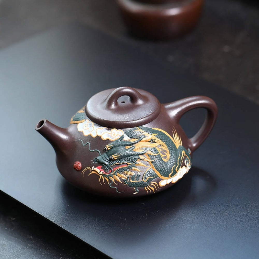 Full Handmade Yixing Zisha Teapot [Dragon Ziye Shi Piao Pot] (Lao Zi Ni - 360ml)