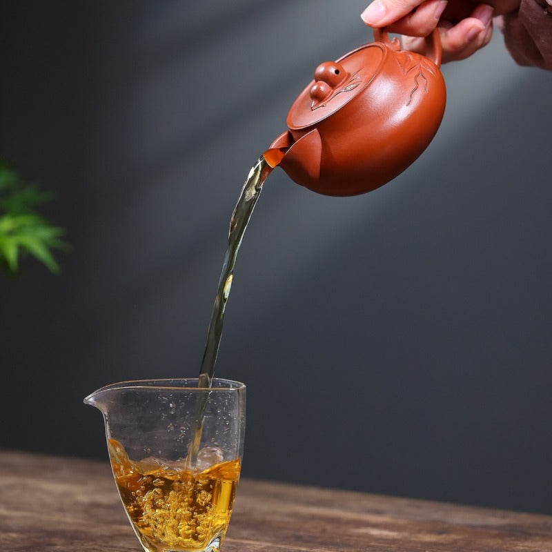 Yixing Zisha Teapot [Peach Leaves Gourd] (Zhao Zhuang Zhu Ni - 260ml)