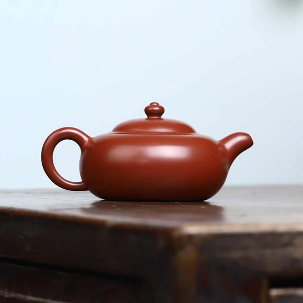 全手工宜兴紫砂茶壶 [扁圆珠壶] (大红袍 - 230ml)
