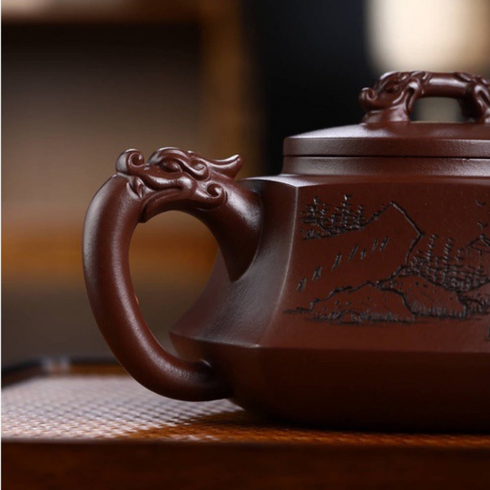 Full Handmade Yixing Zisha Teapot [Lifang Long Pot] (Zi Ni - 450ml)
