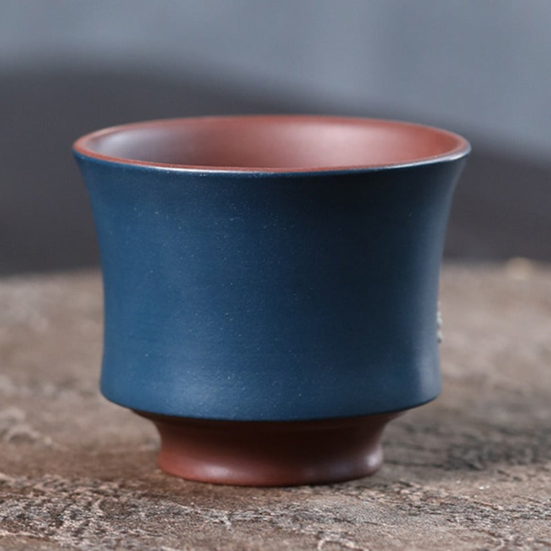 宜兴紫砂 手工堆绘 主人杯 [双色梅花] 180ml