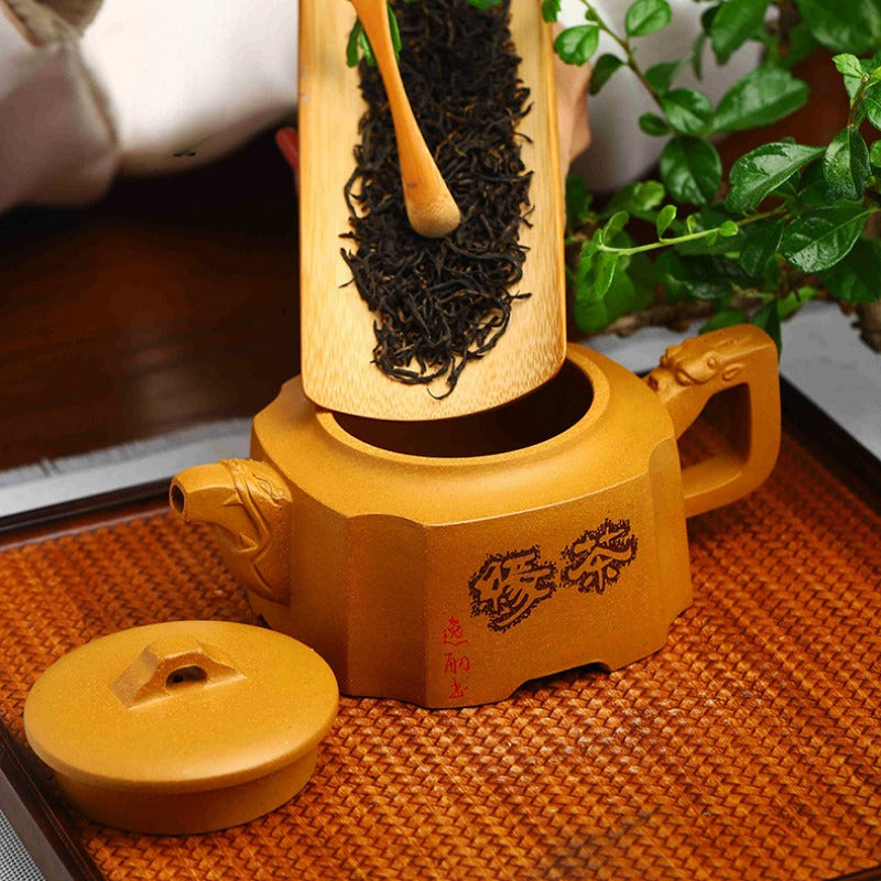 Full Handmade Yixing Zisha Teapot [Sifang Cha Yuan] (Huangjin Duan Ni - 300ml)