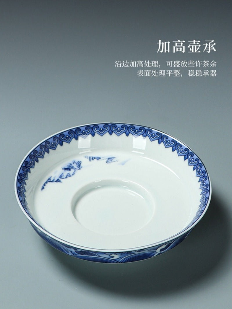 Ancient Celadon Style Ceramic [Qianli Jiangshan] Sancai Gaiwan Set 190ml