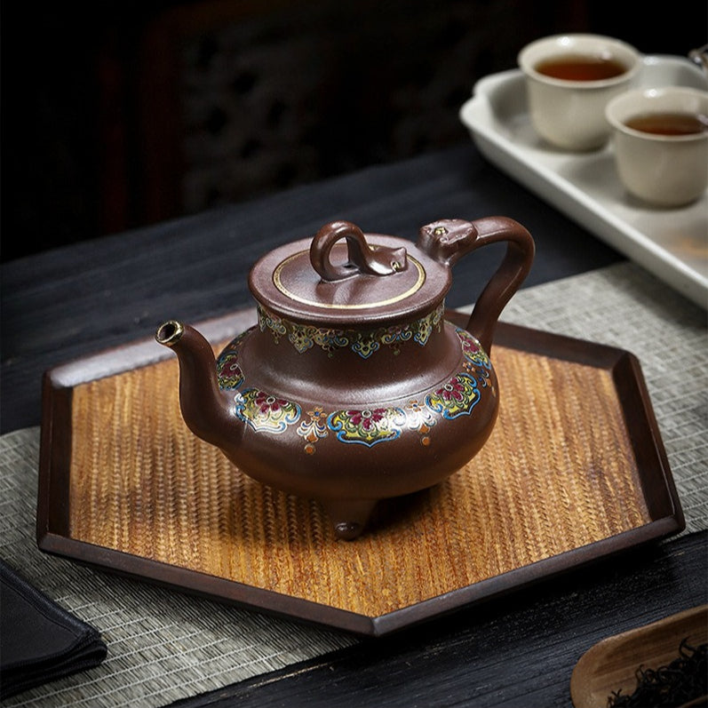Tetera Yixing Zisha hecha a mano [Sanzu Fan Hua] (Jinsha Zi Ni - 350ml)