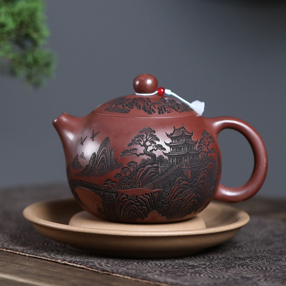 中国茶器 宜興紫砂壶 宜兴紫砂茶壶[清仙居西施] (龙血砂- 500ml)