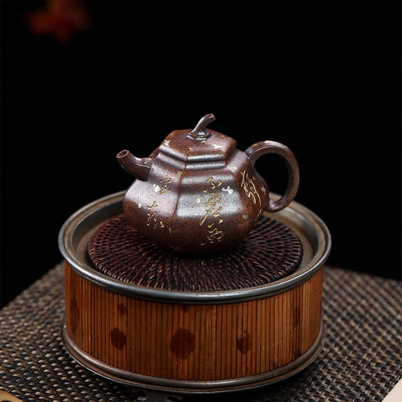 Full Handmade Yixing Zisha Teapot [Hexagon Gourd] (Firewood Fired Duan Ni - 170ml) - YIQIN TEA HOUSE | yiqinteahouse.com | <200ml, full handmade zisha teapot, teapot, teaware