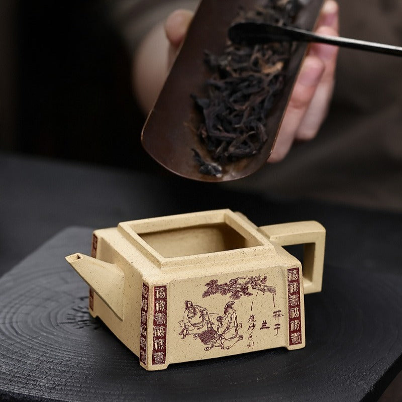Full Handmade Yixing Zisha Teapot [Qikai Desheng] (Bensan Lu Ni - 145ml)