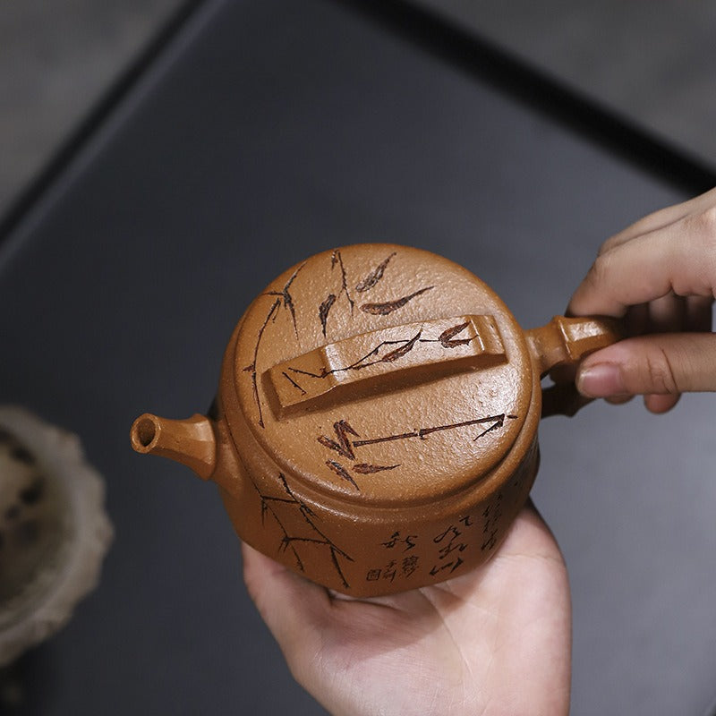 Full Handmade Yixing Zisha Teapot [Zhu Ying] (Jin Jiang Po Ni - 280ml)