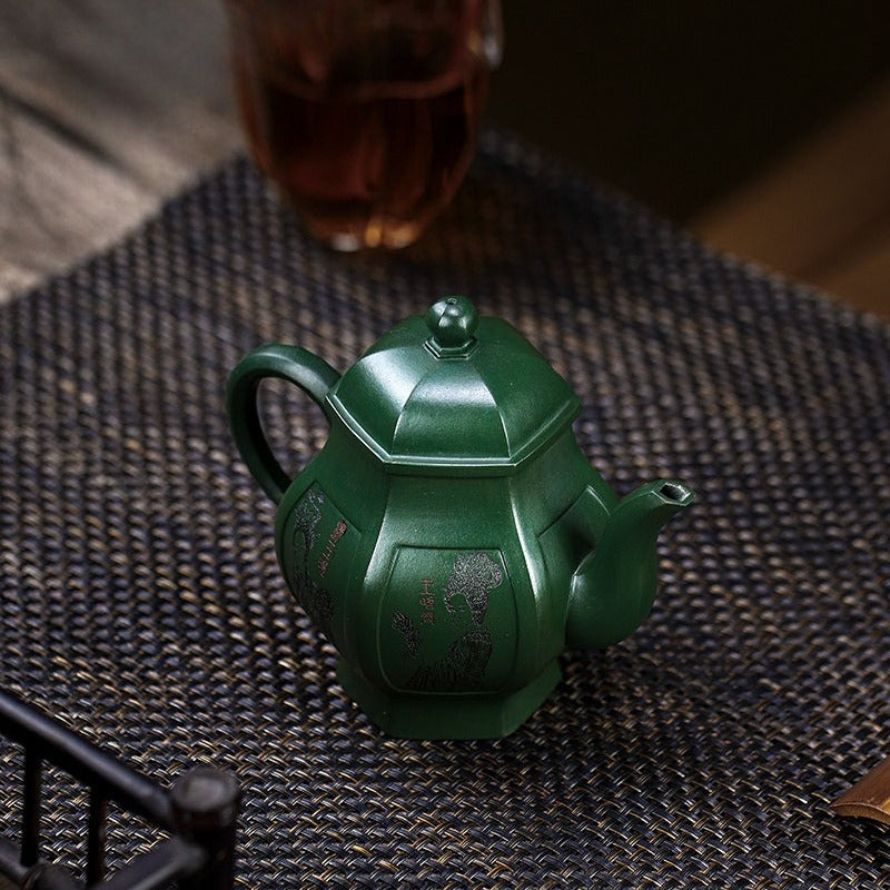 Théière Yixing Zisha entièrement faite à la main [Yitai Wan Qian] (Feicui Lu Ni - 300 ml)